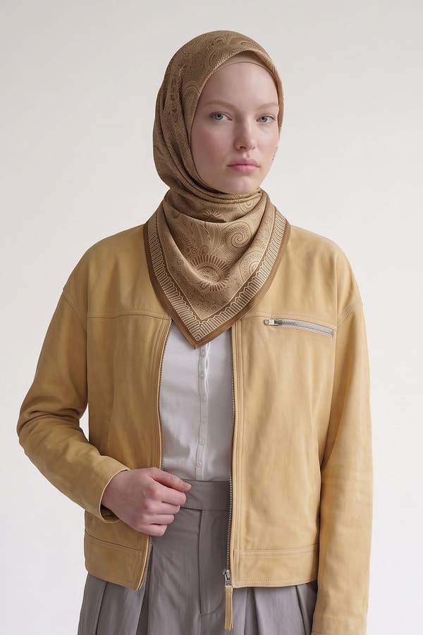 Gold Etnik Desen Marvella Eşarp