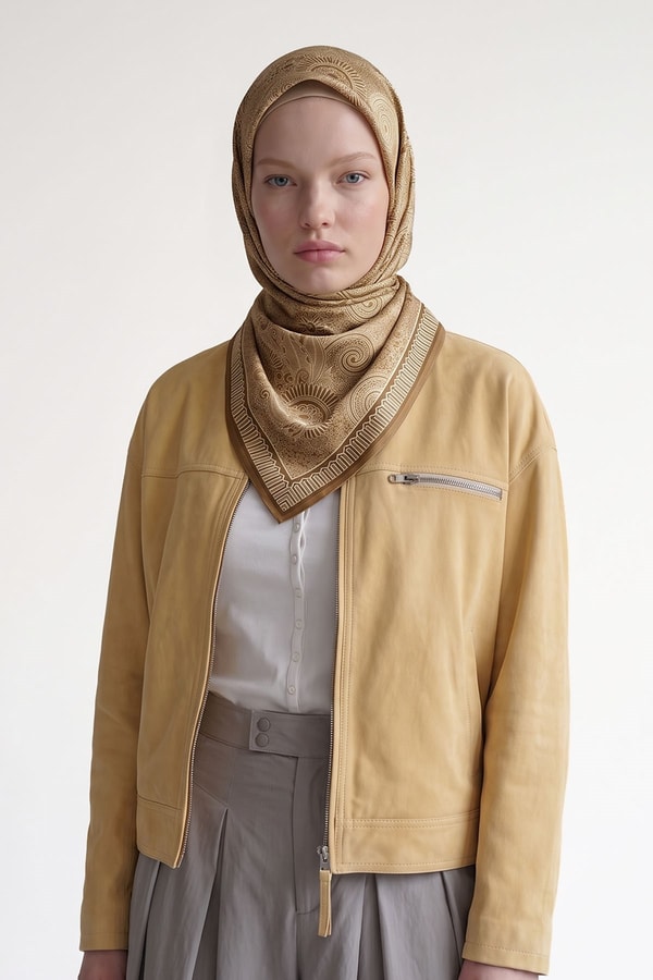 Gold Etnik Desen Marvella Eşarp