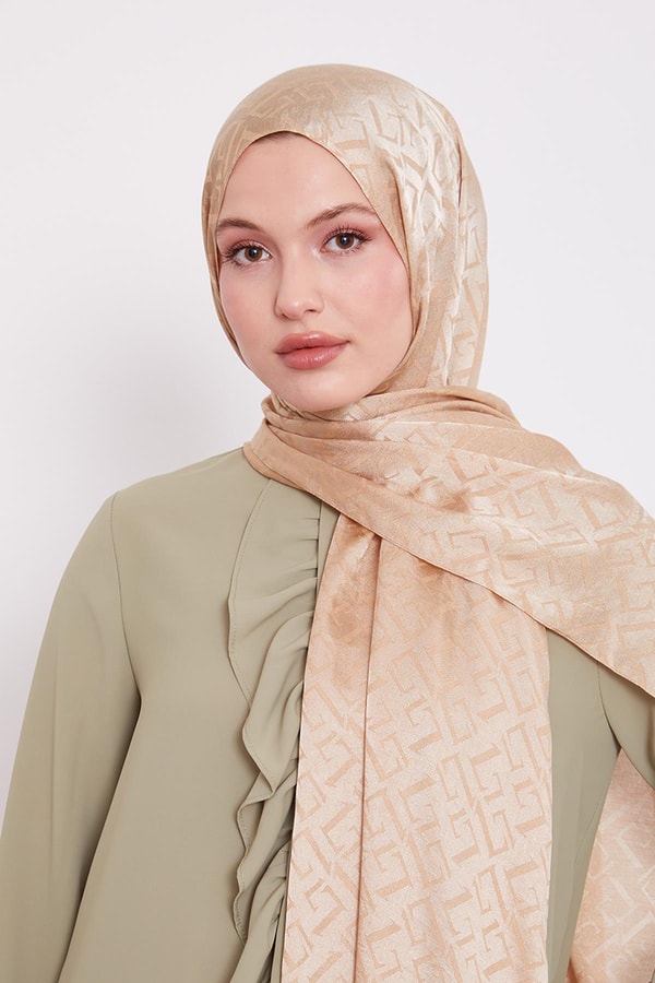 Gold L Desen İtalyan Jakar Şal