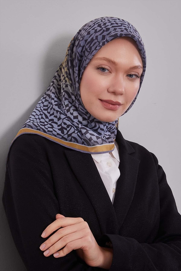 Gold Renk Geçişli Desen Soft Eşarp