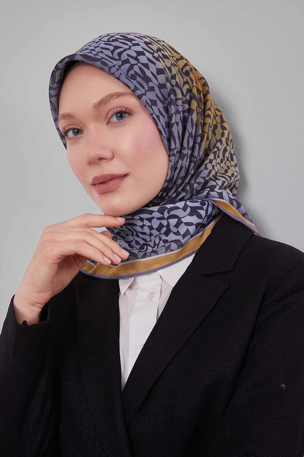 Gold Renk Geçişli Desen Soft Eşarp