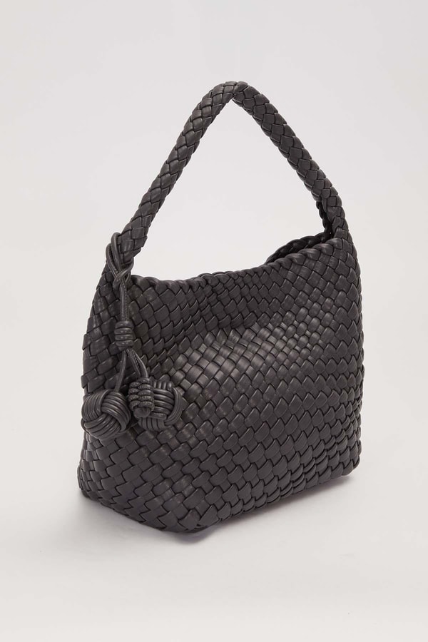 Gri Dikdörtgen Form Örgü Model El Çantası