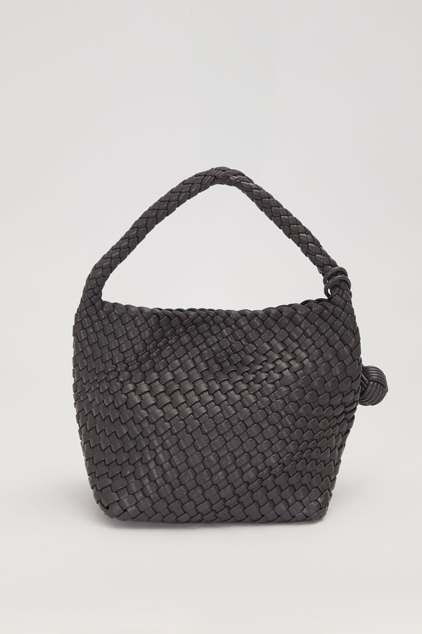 Gri Dikdörtgen Form Örgü Model El Çantası