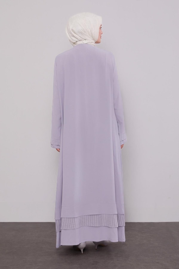 Gri Etek Ucu Katlı Ferace