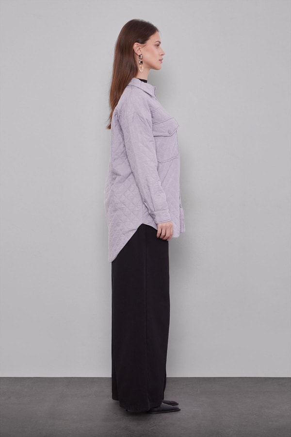 Gri Kapitone Desen Ceket