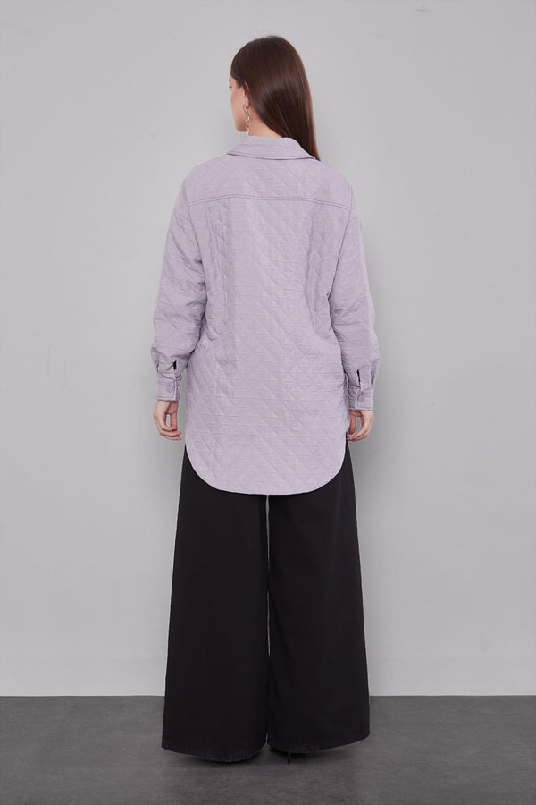 Gri Kapitone Desen Ceket