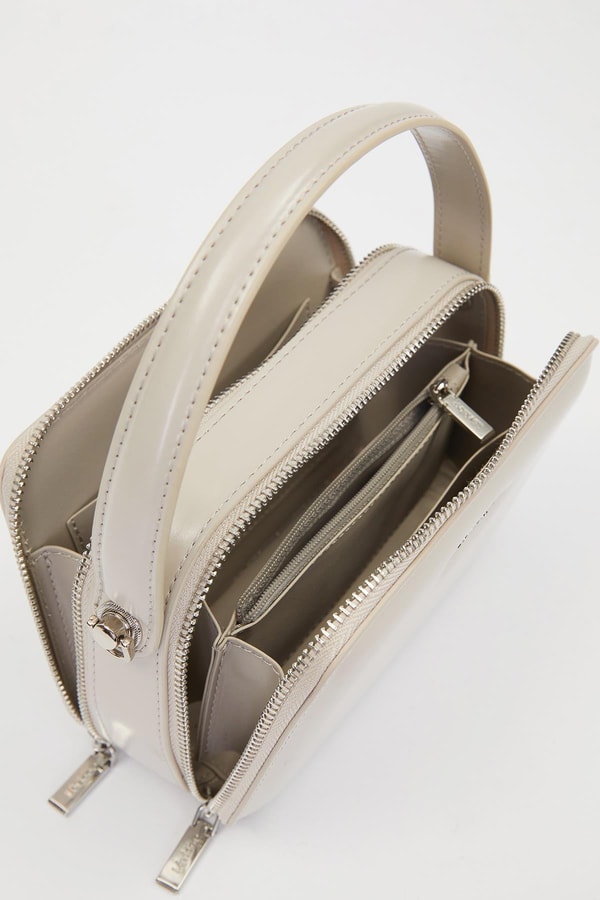 Gri Kare Bombe Görünümlü Omuz Çantası