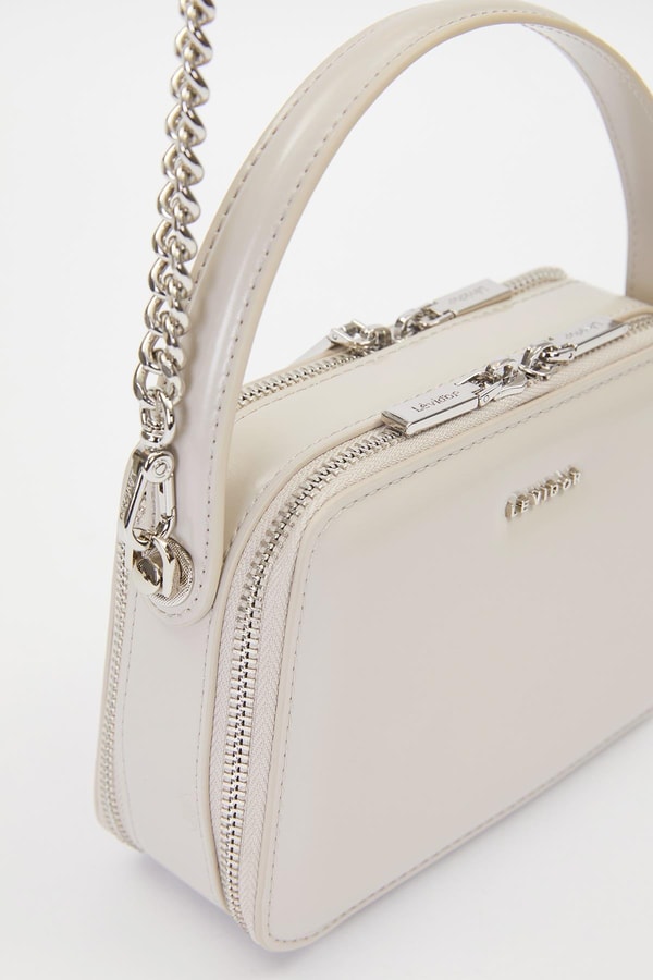 Gri Kare Bombe Görünümlü Omuz Çantası