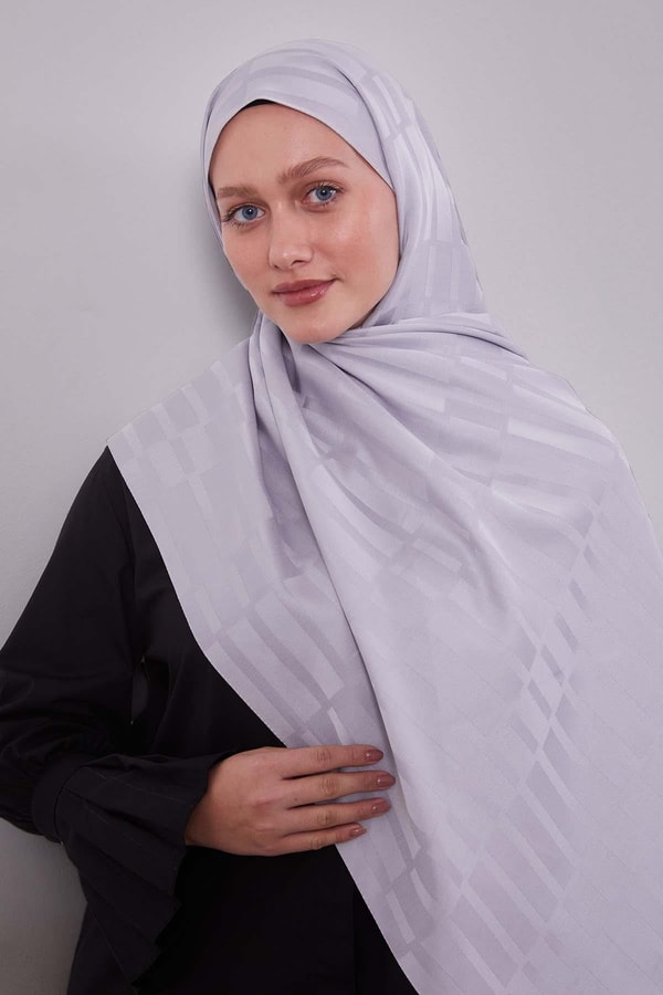 Gri Kesik Çizgili Blue Jakar Şal