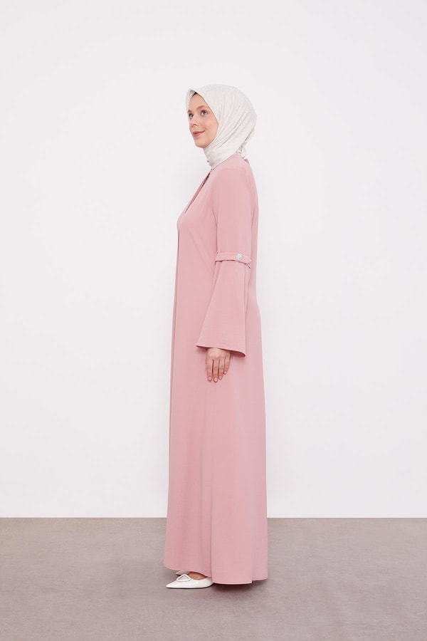 Gül Geniş Kol Detaylı Ferace