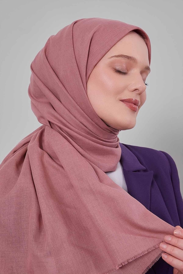 Gül Kurusu Düz Tensel Şal