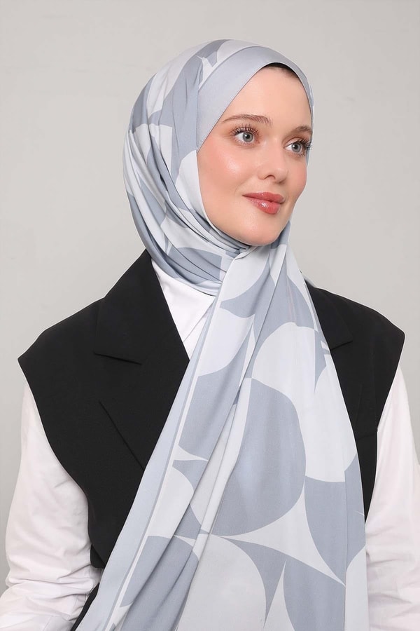 Gümüş Dairesel Desen Club Şal