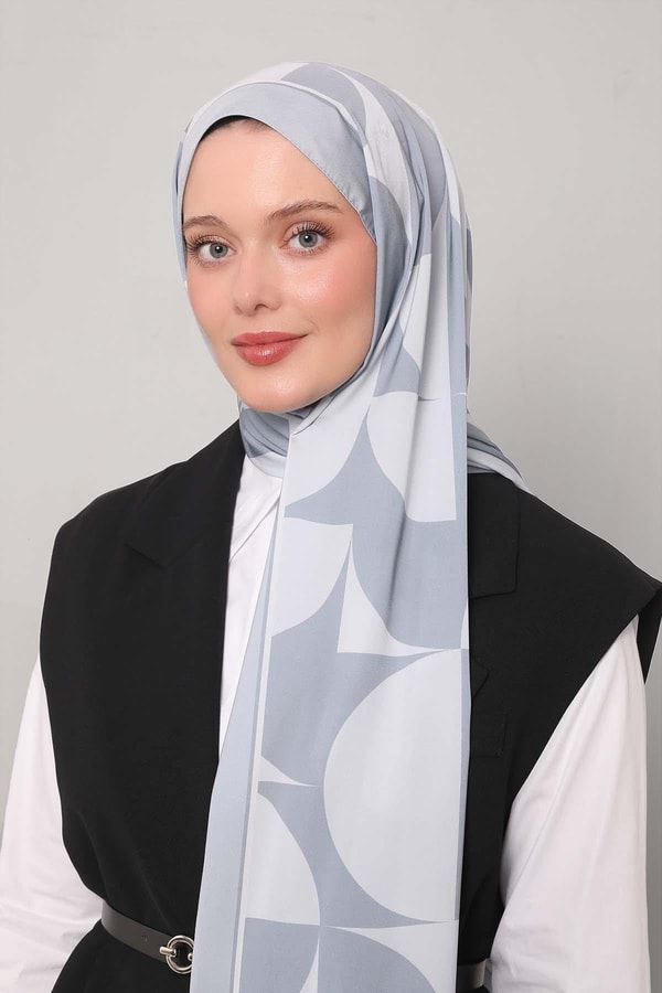 Gümüş Dairesel Desen Club Şal