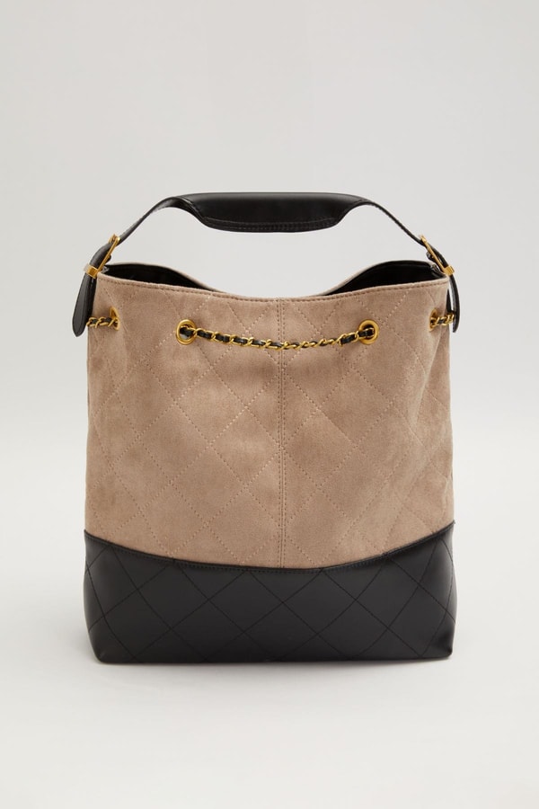 Haki Çift Renkli Zincirli El Çantası