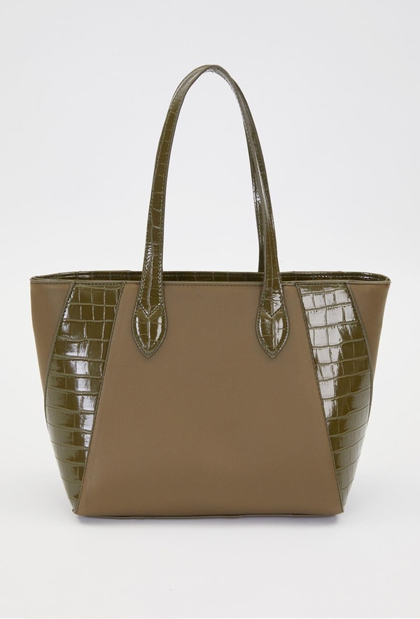 Haki Deri Detay Omuz Çantası