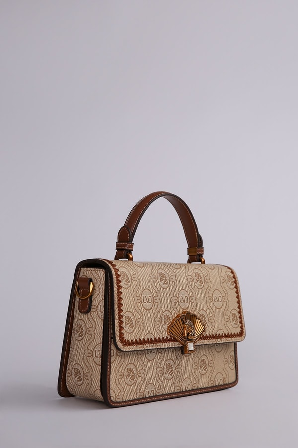 Monogram Baskılı El ve Omuz Çantası Haki
