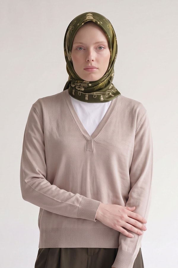 Halat Desenli Marvella Eşarp Yeşil
