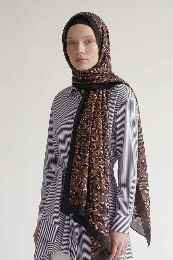 Hardal Leopar Dokulu Sport Şal