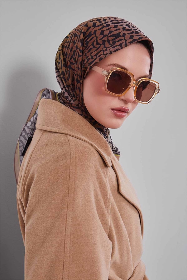 Hardal Renk Geçişli Desen Soft Eşarp