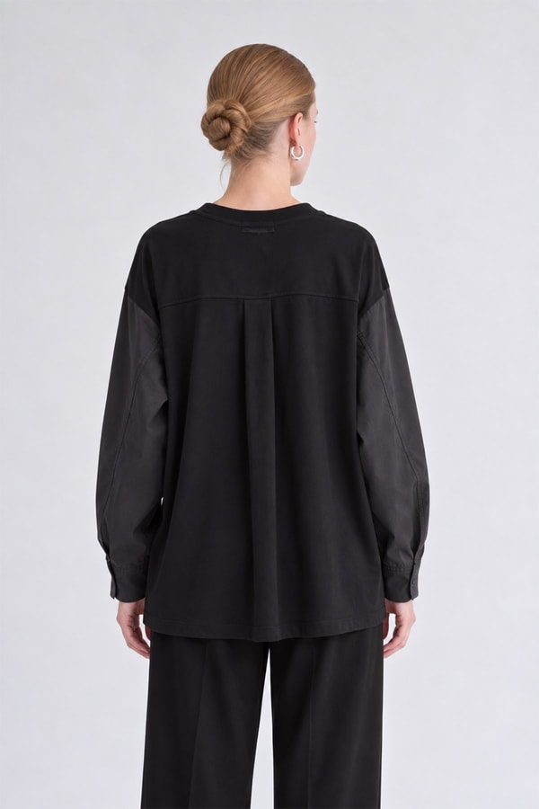 İki İplik İnce Sweatshirt Siyah