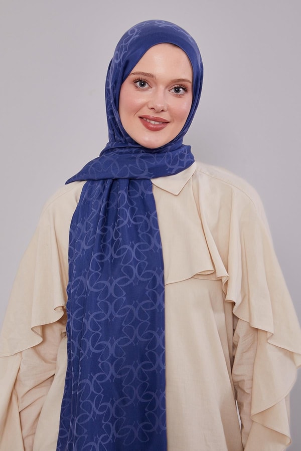 İndigo Geometrik Desen Grazia Şal