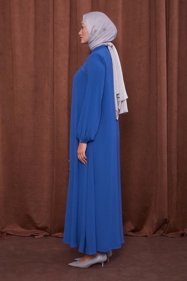 İndigo Kuş Gözü Detaylı Ferace