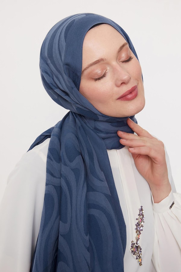İndigo Soyut Desen Grazia Şal