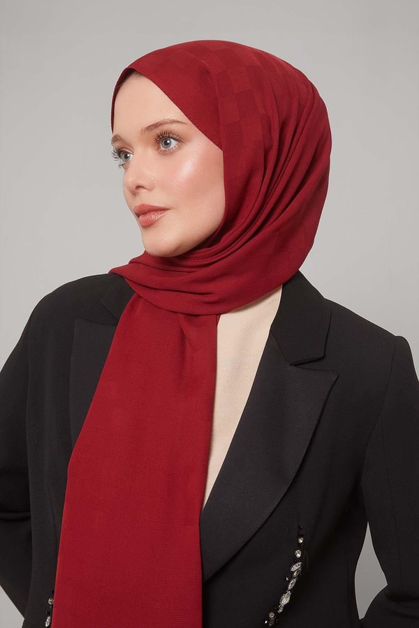 Koyu Kırmızı Daisy Şal