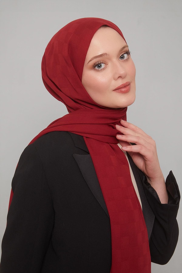 Koyu Kırmızı Daisy Şal