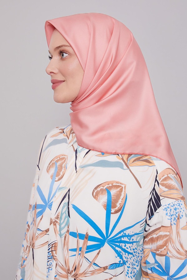 Koyu Somon Düz Renk Trend Twill Eşarp
