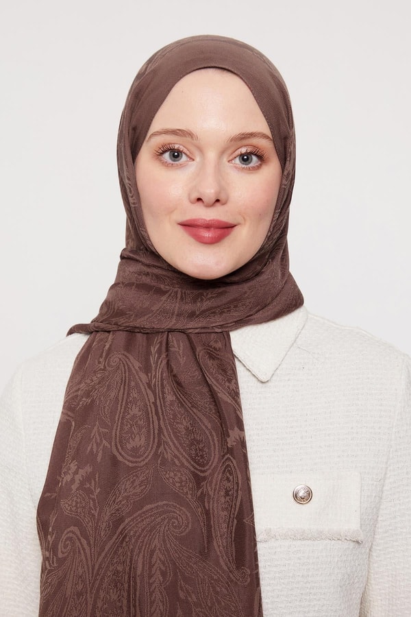 Koyu Kahve Hint Desen Grazia Şal