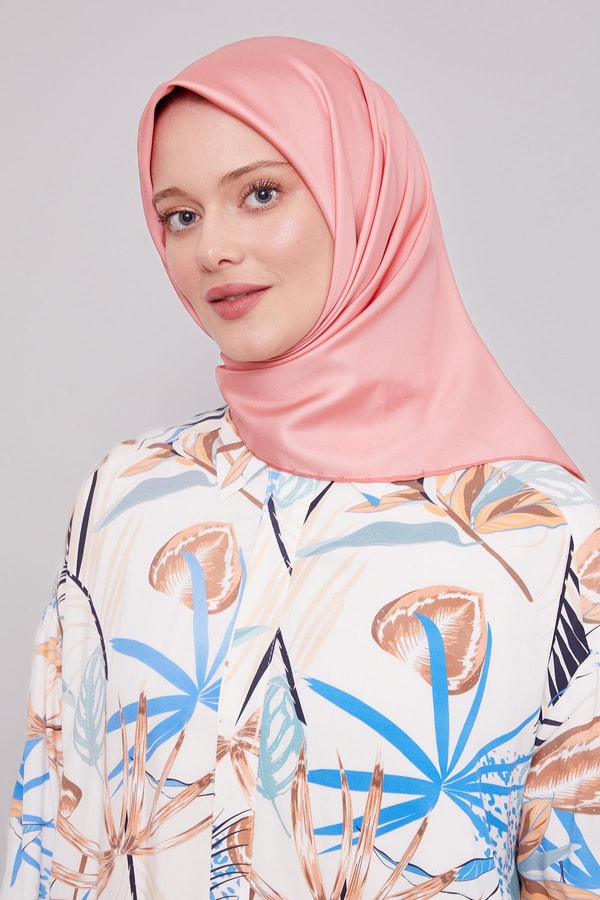 Koyu Somon Düz Renk Trend Twill Eşarp
