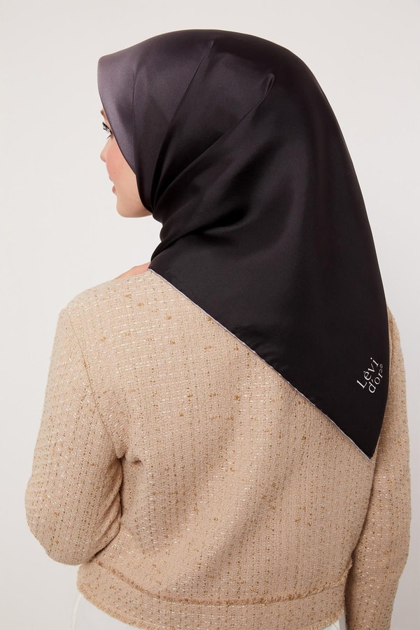 Geçişli Twill İpek Eşarp Koyu Pudra