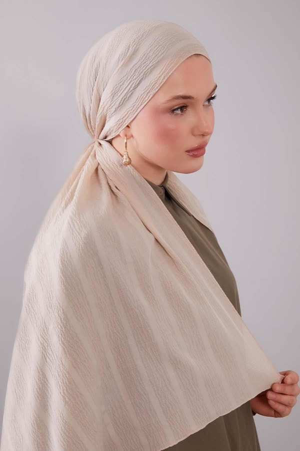 Koyu Vizon Kendinden Dokulu Natural Line Şal