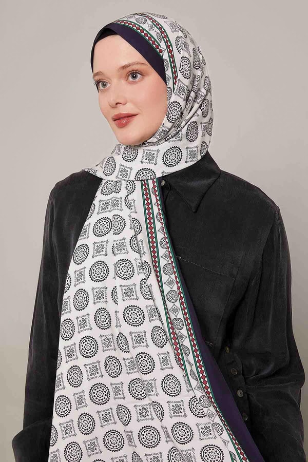 Koyu Lacivert Motif Desen Club Şal