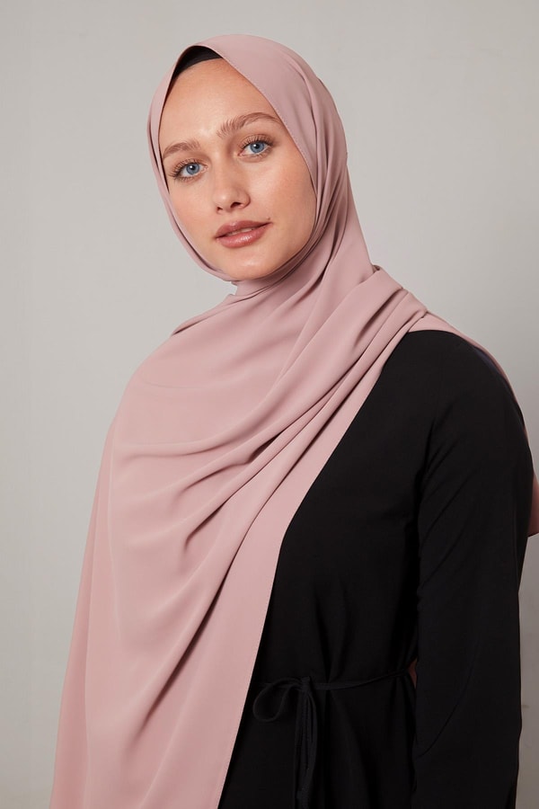 Koyu Pudra Düz Trend Şal