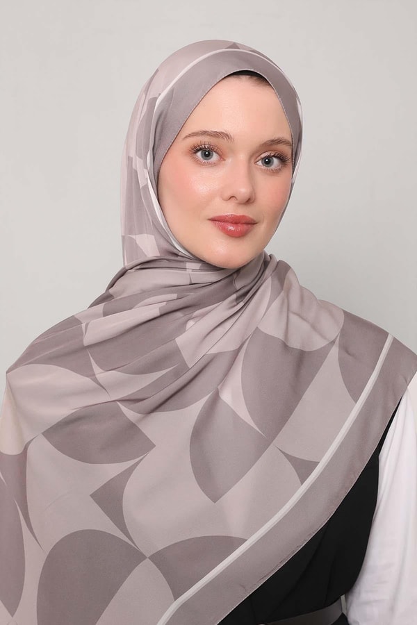 Koyu Vizon Dairesel Desen Club Şal