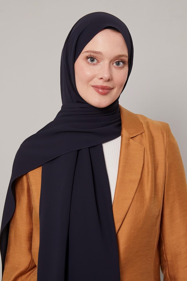 Koyu Lacivert Düz Trend Şal