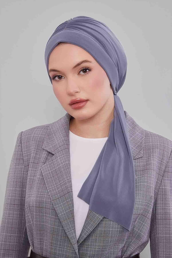 Koyu Gri Kelebek Desen Hazır Şal