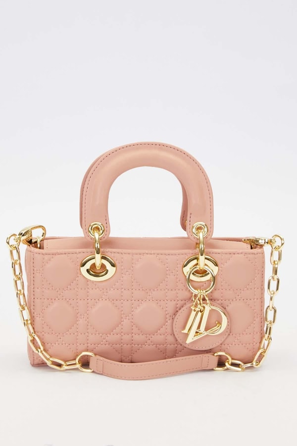 Koyu Pembe Zincir Askı Aksesuarlı El Çantası