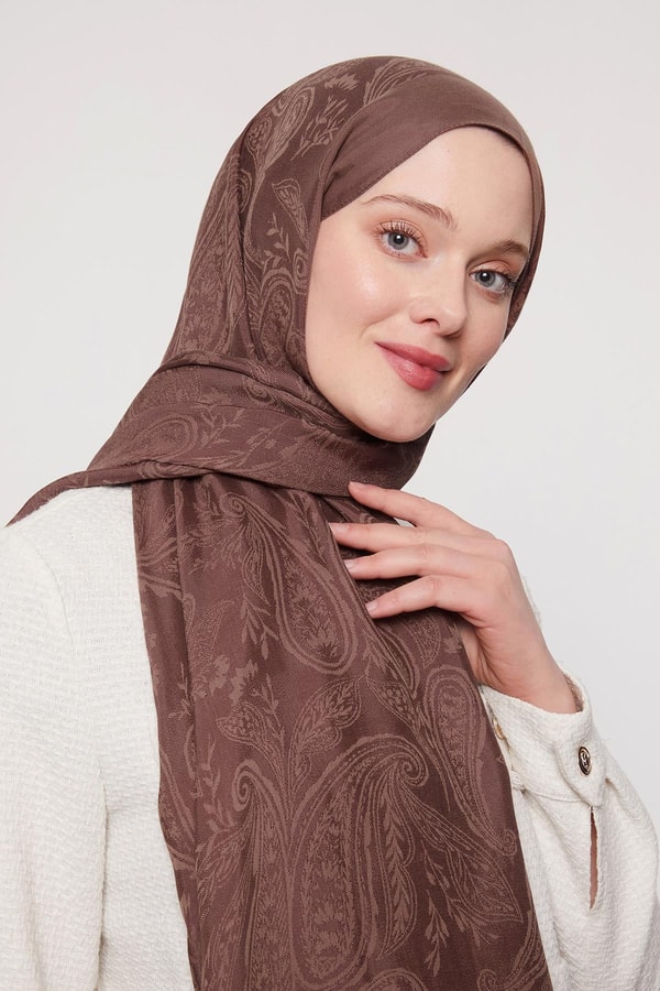 Koyu Kahve Hint Desen Grazia Şal