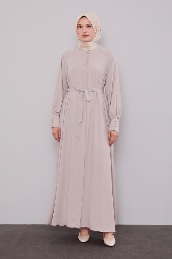 K.Bej Düğme Kapamalı Ferace