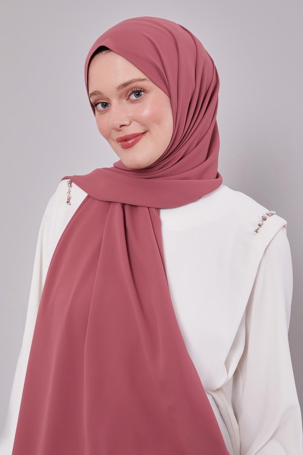 Koyu Pembe Düz Trend Şal