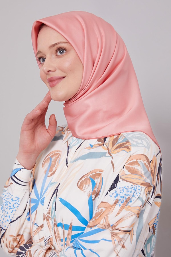Koyu Somon Düz Renk Trend Twill Eşarp