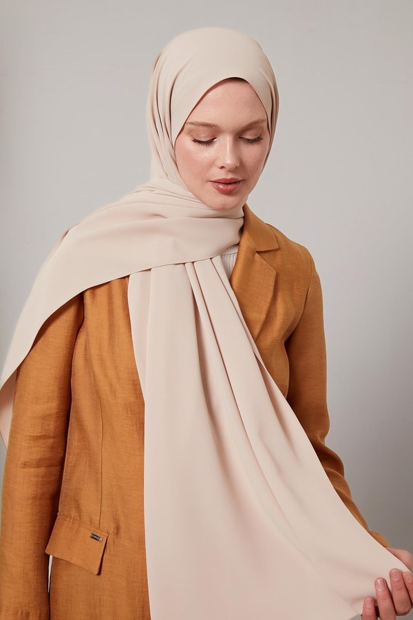 Koyu Bej Düz Trend Şal