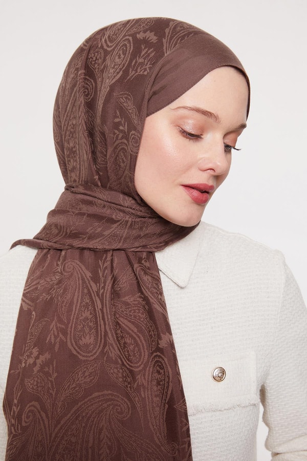 Koyu Kahve Hint Desen Grazia Şal