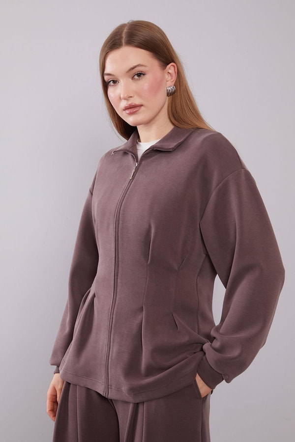 Kahve Belden Oturmalı Pile Detaylı İkili Takım