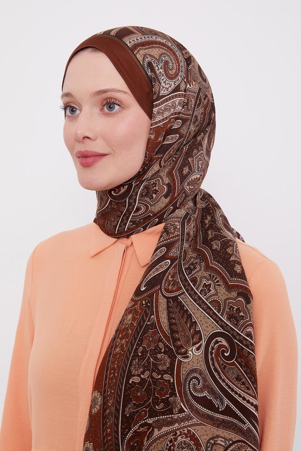 Kahve Etnik Desen Royal Şal