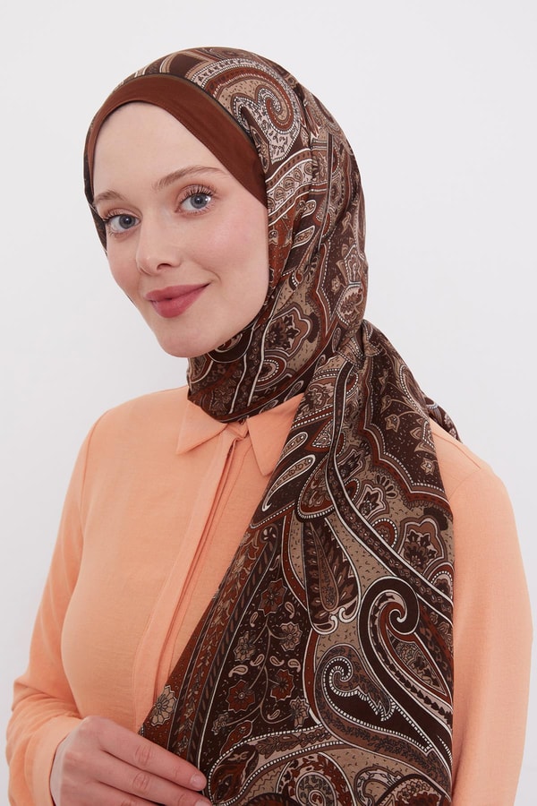 Kahve Etnik Desen Royal Şal