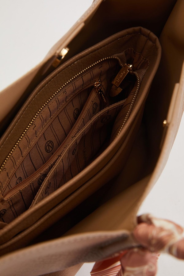 Kahve Fular Detaylı Omuz Çantası